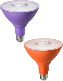 PAR38 Purple & Orange LED Flood Light Bulbs Outdoor, Dimmable LED Light Bulb, 18W(120W Equivalent), Outdoor Weatherproof Light Bulb, E26 Base, 2