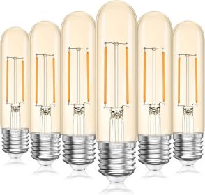 Tubular LED Edison Bulb 2200K Amber Warm Dimmable, 2W, 25 watt Equivalent, E26 LED Light Bulbs, T10 Edison Bulbs for Chandeliers, Ceiling Fan