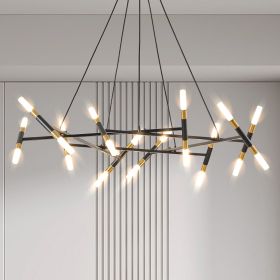 41" Black & Golden Modern Chandelier Light Fixture, Branch Design with Frosted Tubes, Black Cords, Adjustable Height Pendant Light for Dining Roo (Color: as Pic)